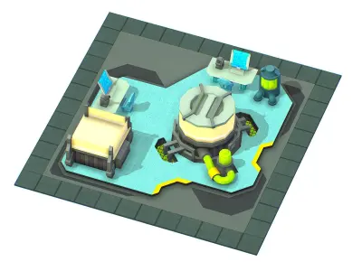 isometrical Underground Chemical Lab Room 1 Low-poly 3D model