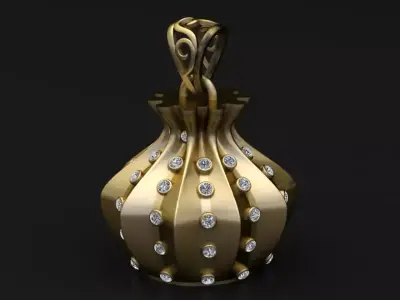Luxury Diamond-Studded Gold Pendant 3D print model
