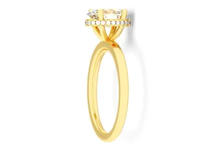 OVAL Cut Hidden Halo Engagement Ring 3D print model