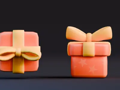 Low poly - Stylized Game Items - Gift Low-poly 3D model