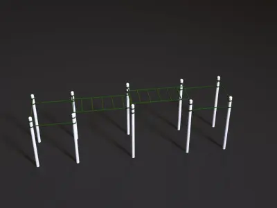 Workout 3 wooden obstacle course 3D model