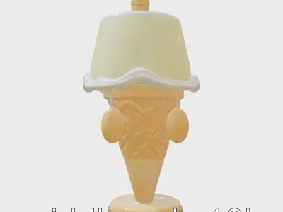 Ice Cream Cone Lamp Toy Style with Dripping Syrup Pendants Low-poly 3D model
