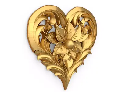 Heart decorative ornament onlay cnc 3d printing stl 01 3D print model