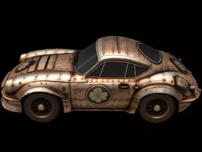 Samurai Fusion Car Armored Retro Vehicle Game-Ready 3D model