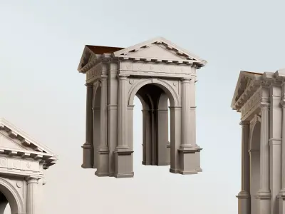 Arched portico in Doric mutulary 3 4 column order gazebo 3D model