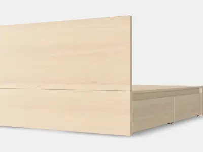 MALM Bed frame high w 4 storage boxes 18 Low-poly 3D model