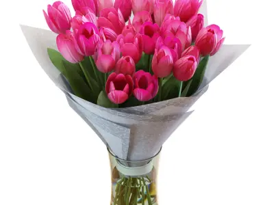 Flower Set 32 - Pink Tulips Bouquet 3D model
