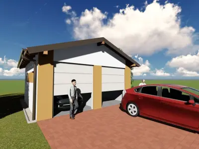 Garage with car 3D model