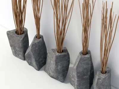 Branch stone rock vase decor n3 3D model