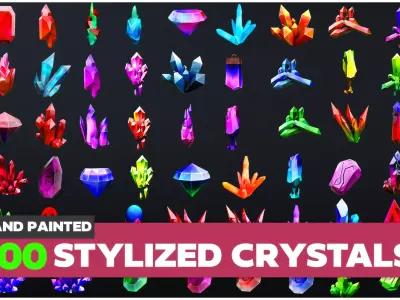 Stylized Crystal Collection  Low-poly 3D model