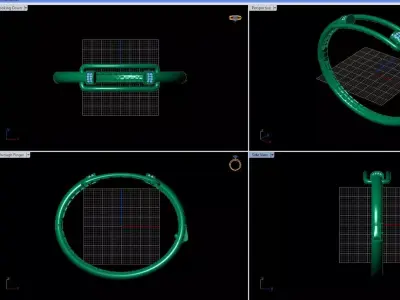 Elegant -Form Gold Bangle with Refined Stone Accents 3D print model