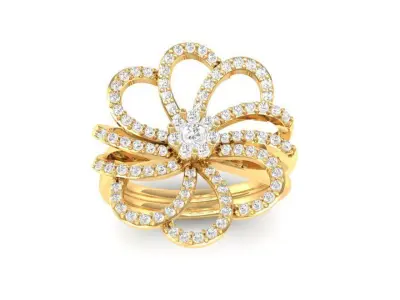 Elegant Floral Diamond Cluster Ring for Women 3D Model 103 3D print model