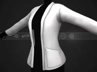 Female White Jacket Style 2 Low-poly 3D model