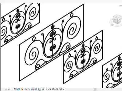 Steel Rail Decorative Classic Balcony  3D model