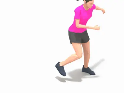 lateral jump Exercise Woman Animation Low-poly 3D model