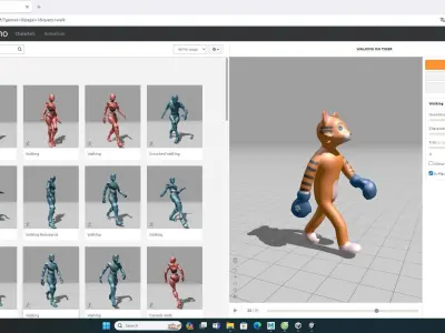Boxing Tiger Animal Animated Low-poly 3D model