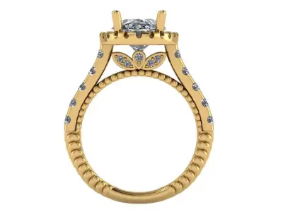 oval Halo oval ring with cathedral ring  rope shank  3D print model