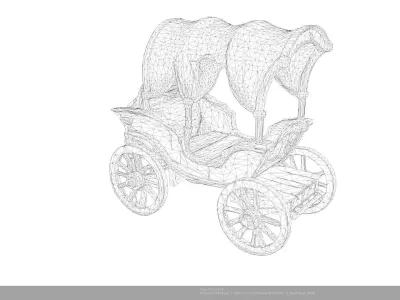 Stylized Royal Fantasy Carriage - AI Low-poly 3D model