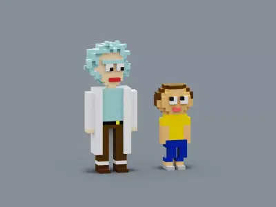 Voxel Rick and Morty Low-poly 3D model