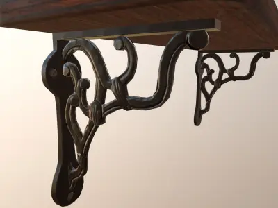 Vintage wooden shelf Low-poly 3D model
