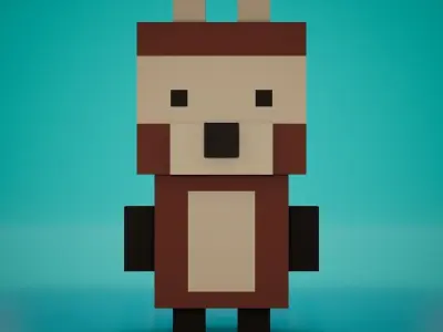 Voxel - Bear Low-poly 3D model
