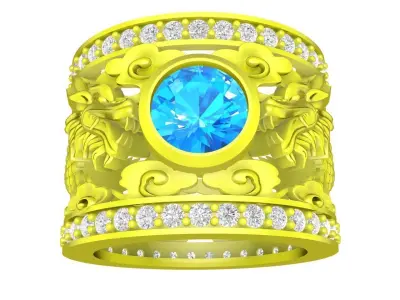 Luxury Chinese Dragon Statement Ring for Men 4767 3D print model