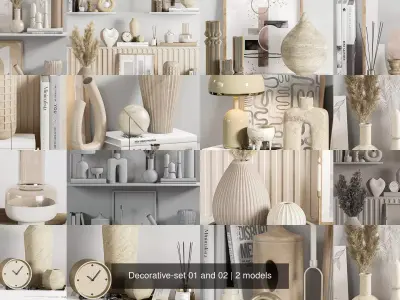 Decorative-set 01 and 02 3D Model Collection