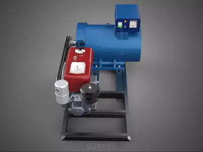 DIESEL ENGINE POWER GENERATOR SET GENSET ALTERNATOR DYNAMO MOTOR 3D model