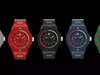 Stylized Carbon Fiber Wristwatches 3D model