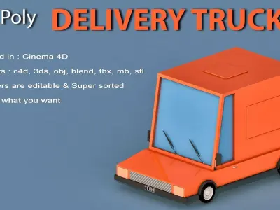 Cartoon Delivery Truck  Low-poly 3D model
