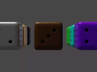 9 Game Dices Low-poly 3D model