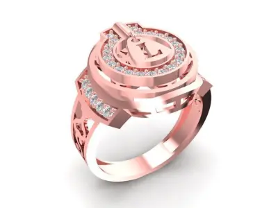 Luxury Custom Letter L Diamond Signet Ring 3D Model 2085 3D print model