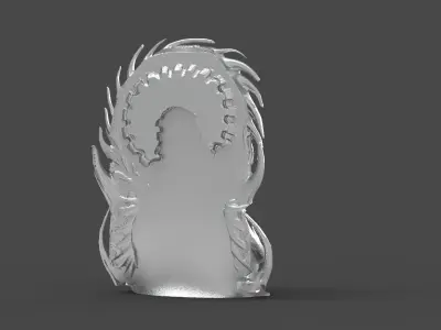 Baroque Lionmane fountain sculpture curved  3D model