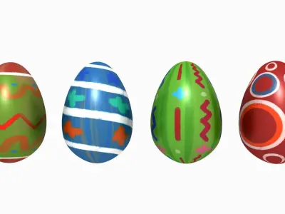 Easter Collection cartoon bunny with nose Low-poly 3D model