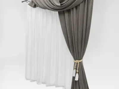 Curtains curtain with tassels 3D model