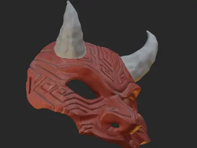 Oni Mask 9 Demon Carved Half Face 3D print model