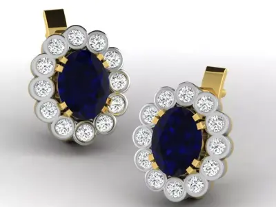 Gold Diamond Women Earring 3D print Model 3D print model 5