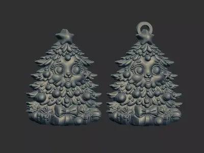 cute christmas tree cnc keychain 3D print model
