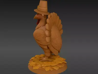 Stylised Thanksgiving Turkey Figurine 3D Model Festive Decor Low-poly 3D model