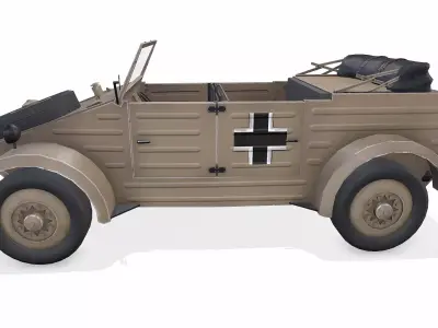 Type 82 Kubelwagen WWII German Military Car Low-poy PBR Low-poly 3D model