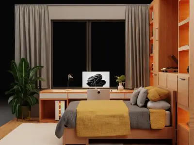 Bedroom isometric 3D model purchase