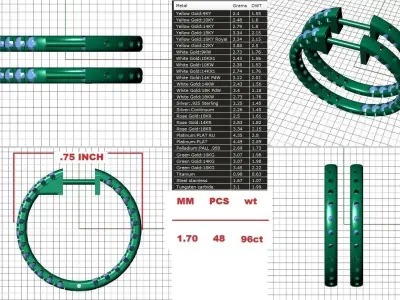 19mm Inside-Outside Diamond Hoop Earrings Huggies 3D print model