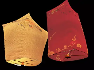 Chinese sky lantern  Low-poly 3D model