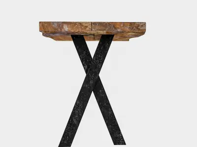 natural wood bistro table Low-poly 3D model