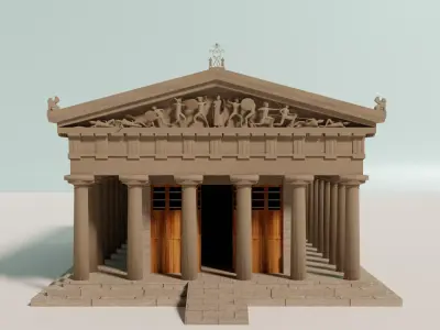 Aphaia Temple Low-poly 3D model