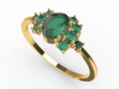 Ring-size53 emerald ring gold 3D print model
