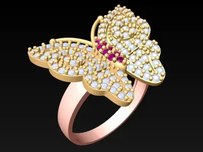 Butterfly Rings - Womens Rings -N2189 3D print model