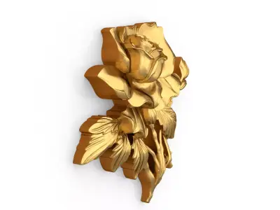 Golden Rose CNC Relief decor ornament carved 01 3D model