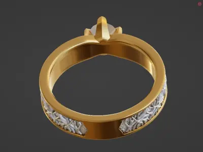 organic leaf texture ring bytone  3D print model