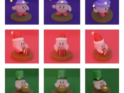 Kirby holidays sat 3D model for 3D print 3D print model